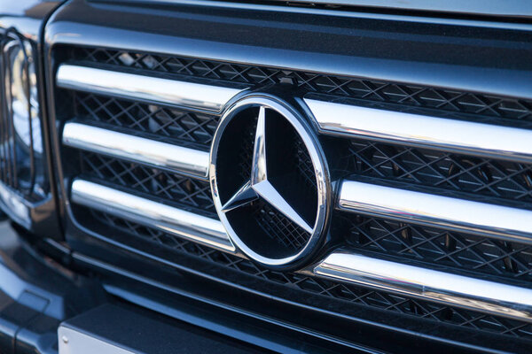 FUERTH / GERMANY - FEBRUARY 25, 2018: Mercedes-Benz symbol on a car. Mercedes-Benz is a global automobile marque and a division of the German company Daimler AG.
