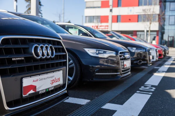 Fuerth Tyskland Februari 2018 Audi Emblem Audi Bil Audi Tysk — Stockfoto