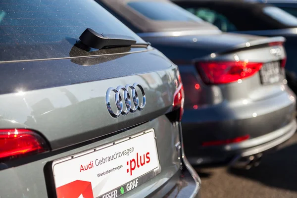 Fuerth Γερμανία Φεβρουαρίου 2018 Audi Έμβλημα Για Ένα Αυτοκίνητο Audi — Φωτογραφία Αρχείου