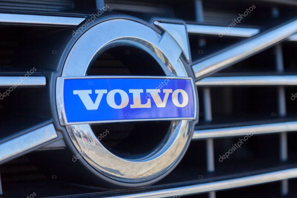 NUERNBERG / GERMANY - MARCH 4, 2018: Volvo logo on a Volvo car at a Volvo car dealer in Germany.