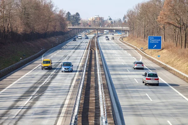 Fuerte Alemania Marzo 2018 Tráfico Autopista Alemana Cerca Fuerth Alemania — Foto de Stock