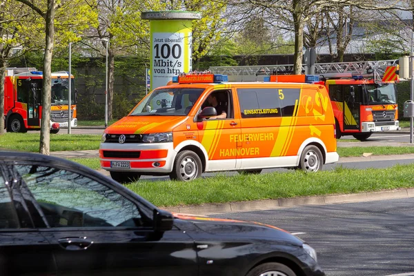 Hannover Alemania Abril 2018 Vehículos Bomberos Alemanes Del Departamento Bomberos — Foto de Stock
