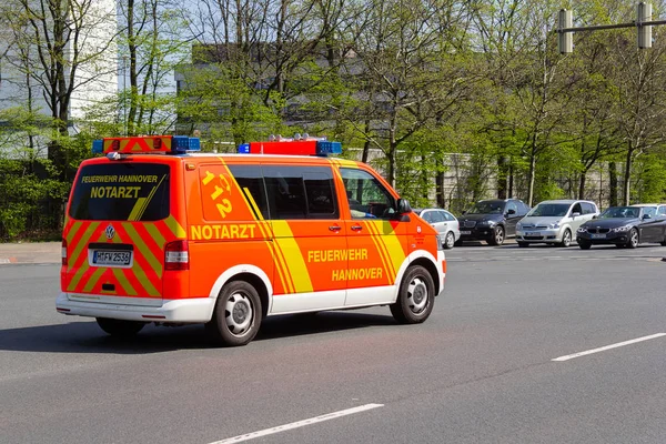 Hannover Germany April 2018 German Ambulance Drives Place Employment — Stock Photo, Image