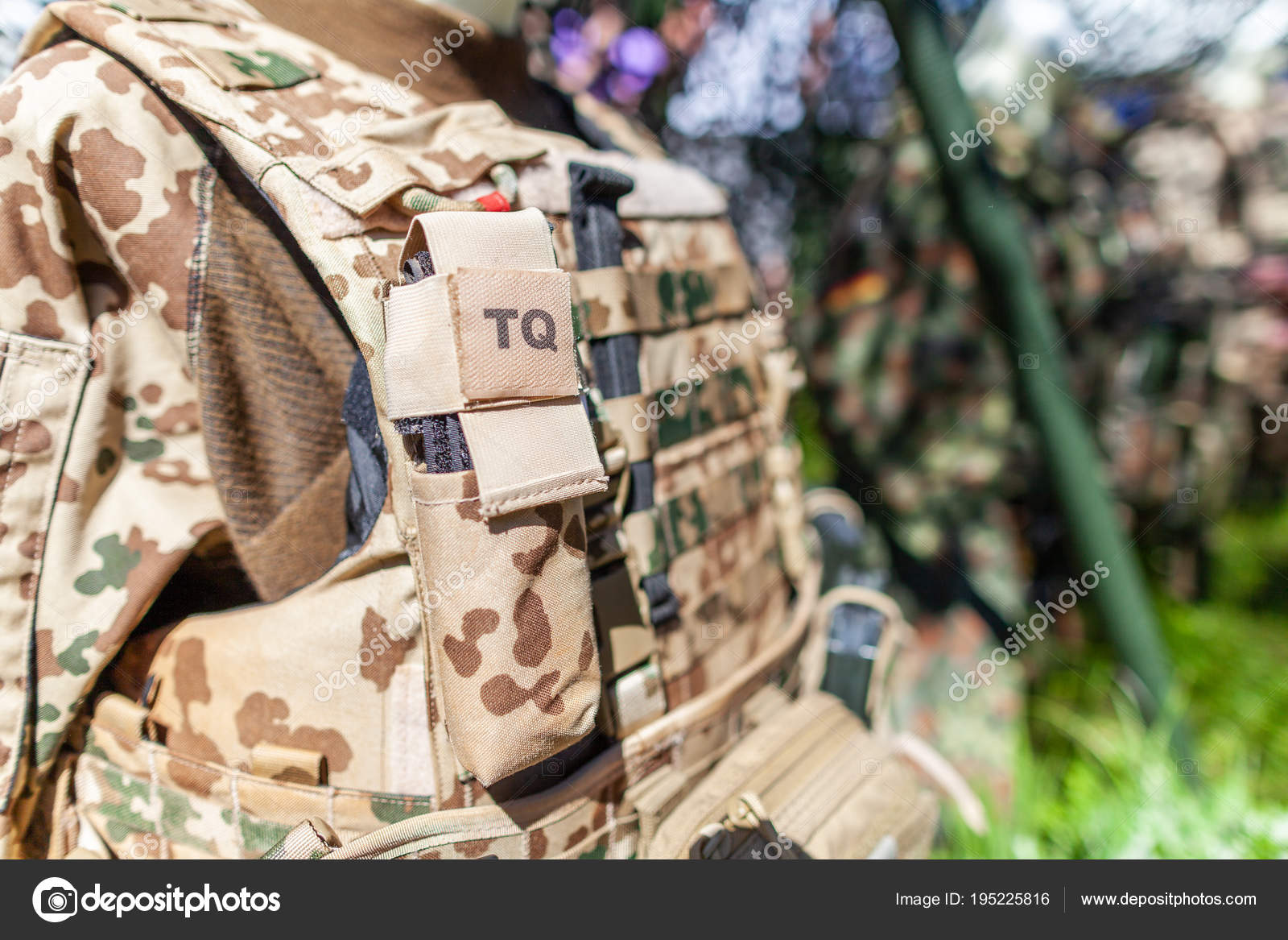 Tourniquet Bag German Soldier Desert Uniform — Stock Photo