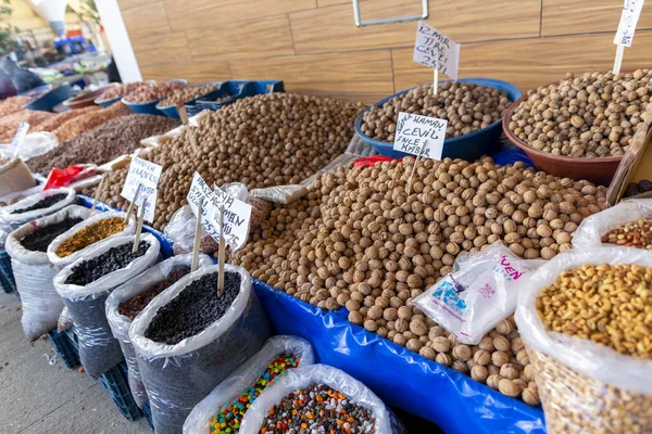 Antalya Turquia Janeiro 2020 Várias Nozes Encontram Mercado Turco — Fotografia de Stock