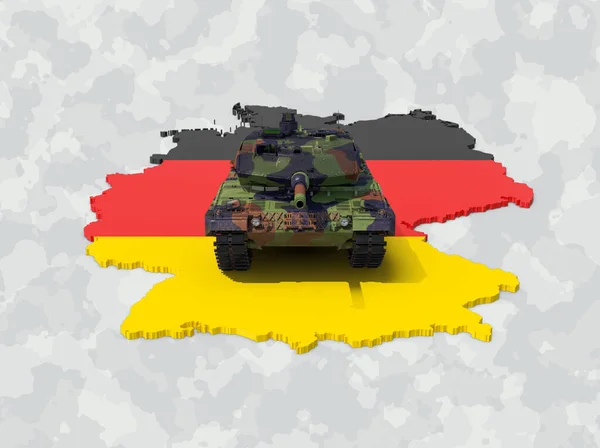 Німецький Основний Бойовий Танк Стоїть Німецькій Карті Силуету Стокова Картинка