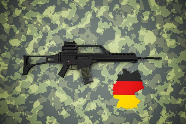 German Assault Rifleon Camouflage Background — стокове фото