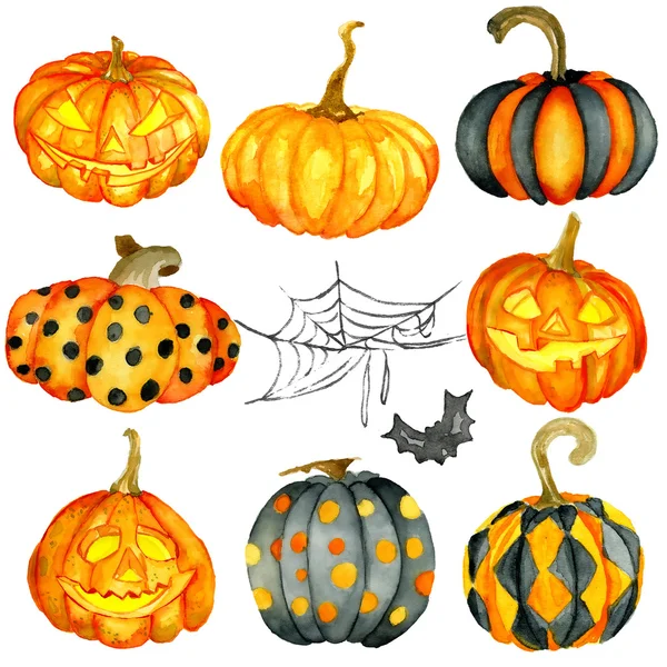 Aquarel Halloween pompoen — Stockfoto