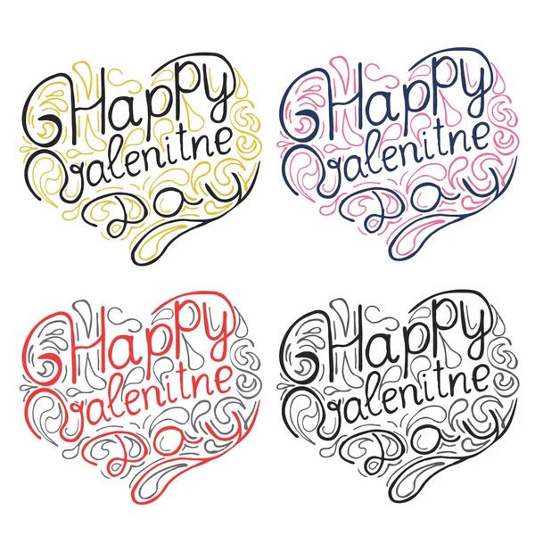 Hand drawn lettering of phrase Happy valentines day. — Stock Vector