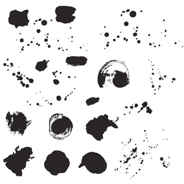 Set di strisce nere e spruzzi su sfondo bianco — Vettoriale Stock