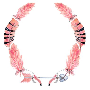 Boho çelenk pembe tüylü