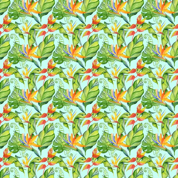 熱帯の葉シームレスパターン — ストック写真