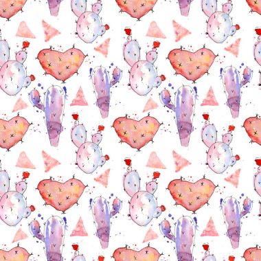 Suluboya kaktüs seamless modeli