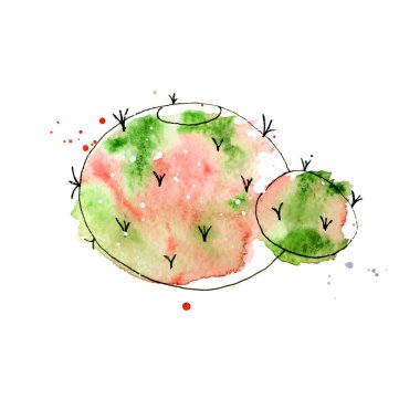 Suluboya kaktüs soyut elle çizilmiş kaktüsler