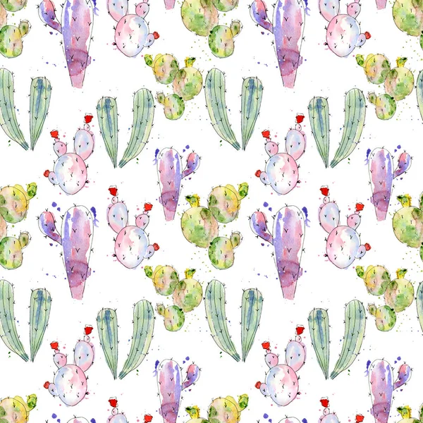 Akvarell kaktusz zökkenőmentes minta — Stock Fotó