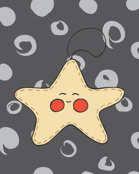 Carte de Noël avec dessin animé mignon étoile jouet de Noël — Image vectorielle