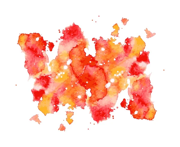 Vermelho e laranja aguarela respingo, mancha, ponto e listra isolado no fundo branco . —  Vetores de Stock