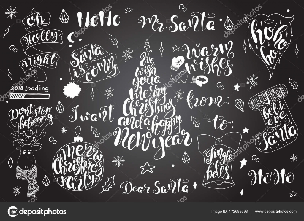 Merry Christmas Cytaty Napis Zestaw Szczęśliwy Nowy Rok 2018