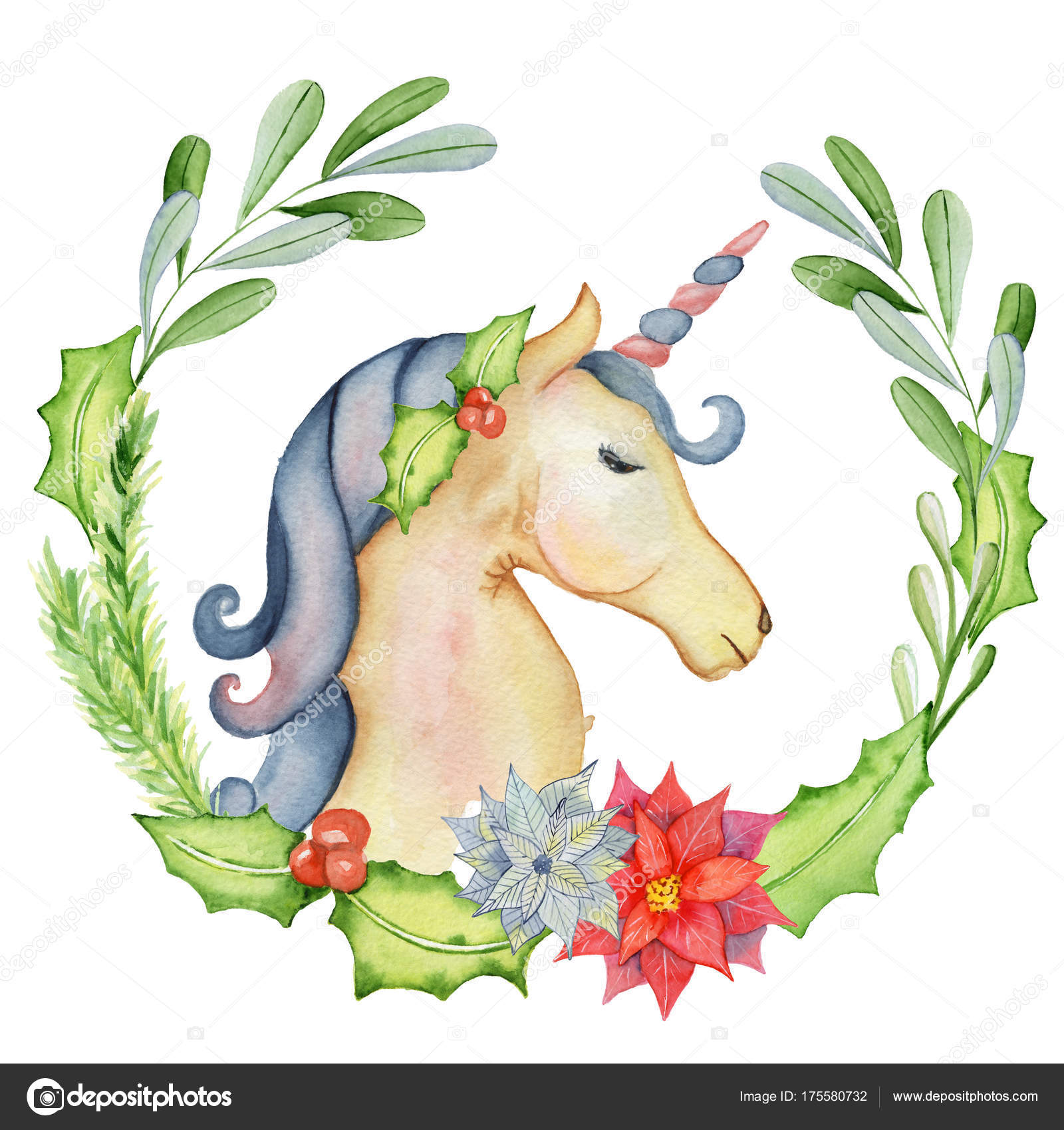 Fotos De Unicornio De Navidad Imagenes De Unicornio De Navidad Descargar Depositphotos Fotos de unicornios de verdad. unicornio acuarela de navidad con coronas florales 175580732
