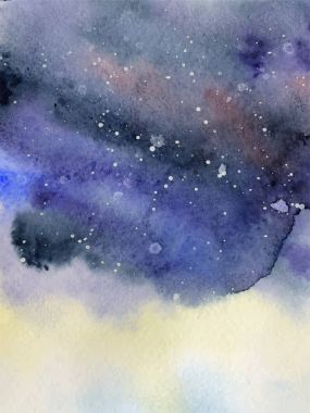 Sulu Boya gece gökyüzü arka plan, elle çizilmiş suluboya doku