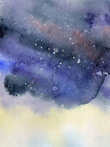Acuarela cielo nocturno fondo, acuarela dibujada a mano textura — Vector de stock