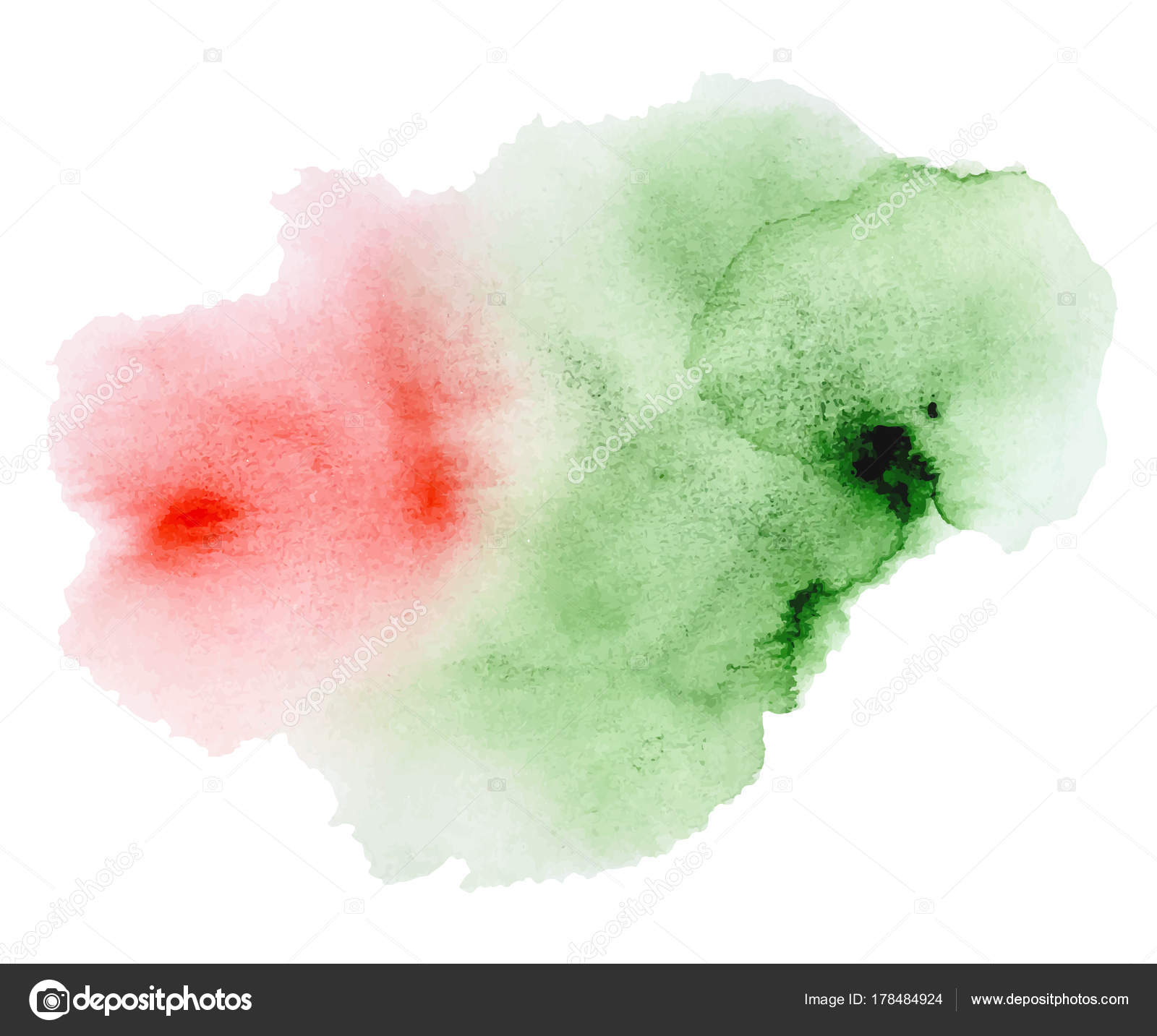 Watercolor Red And Green Splash On White Background Grunge Ink