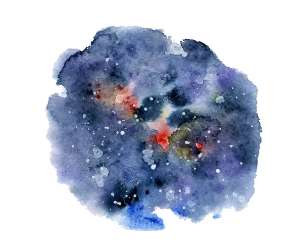 Acuarela cielo nocturno fondo, acuarela dibujada a mano textura efectos galácticos — Vector de stock