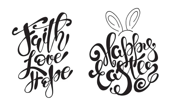 Citas de Pascua dibujadas a mano Tarjetas de felicitación plantillas con frases para escribir Estilo moderno de caligrafía — Vector de stock