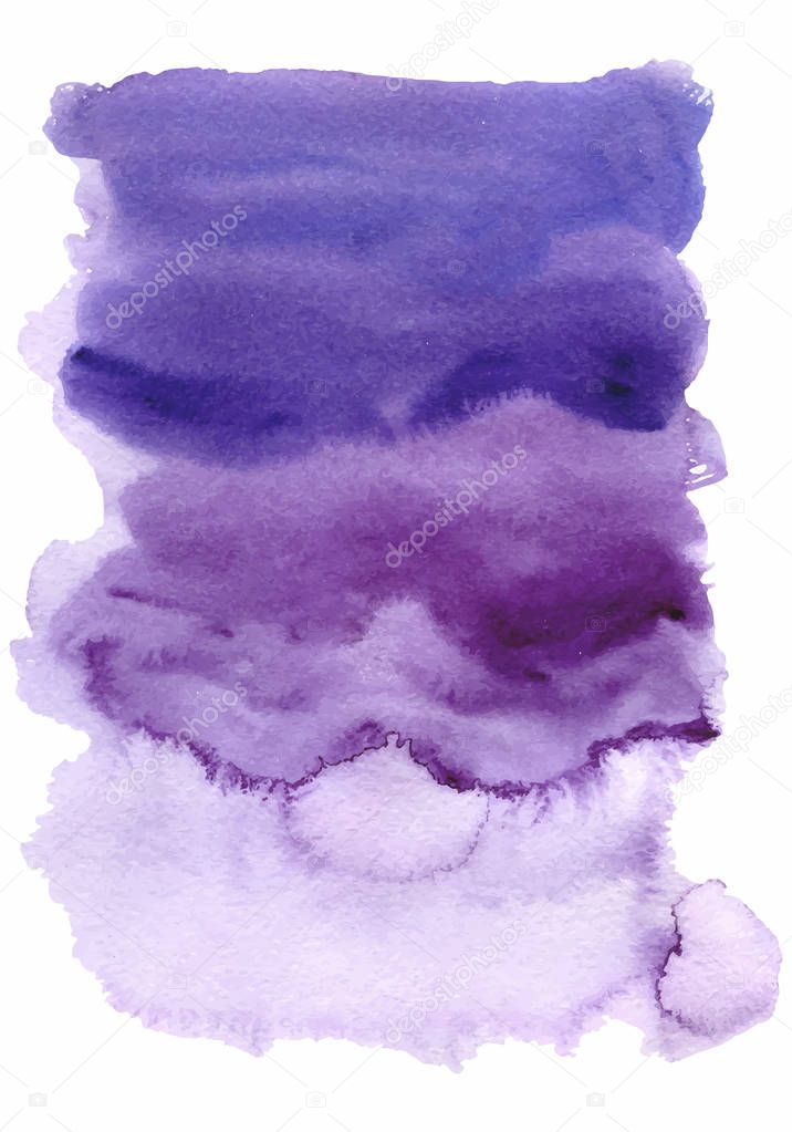 Watercolor ultraviolet, purple abstract background with washes  vector illustration