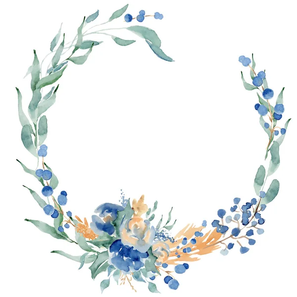 Coroană florală de iarnă ilustrație. Crăciun decorare șablon de design de imprimare — Fotografie, imagine de stoc