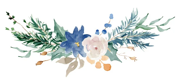Bouquet floral d'hiver illustration. Modèle de conception d'impression de décoration de Noël — Photo