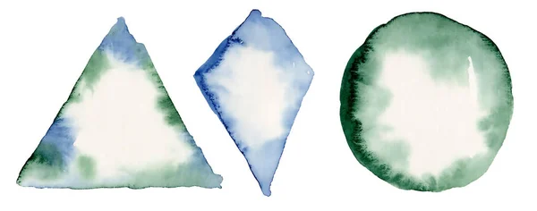 Acuarela verde y azul formas geométricas ilustración — Foto de Stock