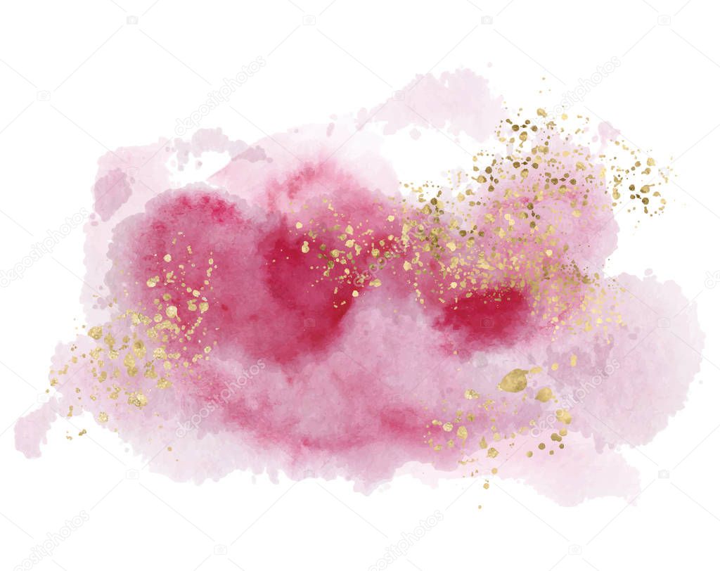 Watercolor abstract splash Color painting texture. Pink background