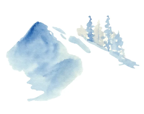 Acuarela montañas ilustración aislada sobre fondo blanco — Vector de stock