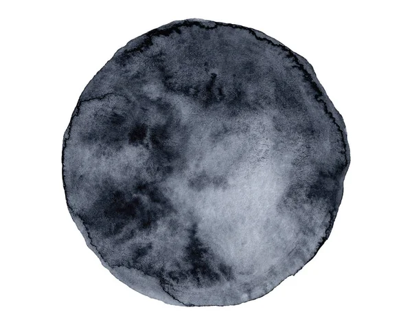 Luna llena negra aislada sobre fondo blanco Ilustración en acuarela — Vector de stock