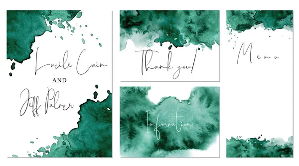 Aquarela fundo verde Textura abstrata desenhada à mão — Vetor de Stock