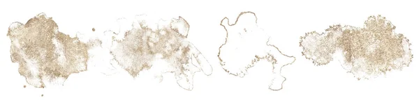 Abstracto acuarela formas doradas sobre fondo blanco. Color salpicadura mano dibujado vector — Vector de stock