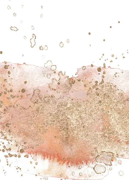 水彩抽象ピンクと金の背景、手描き水彩古典的なテクスチャ — ストックベクタ