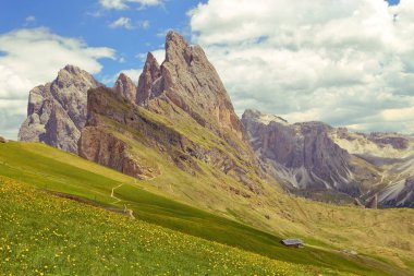 Seceda dağın Dolomites İtalya