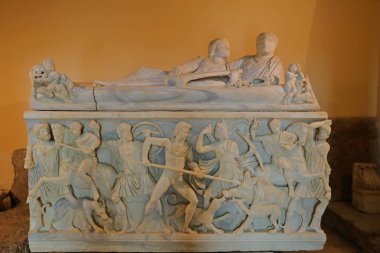  Capitoline Müzesi 'ndeki antika sanat eserleri. Capitoline Hill - Roma, İtalya