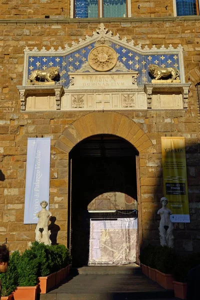 Fachada do Palazzo Vecchio na Piazza della Signoria em Florença Itália — Fotografia de Stock