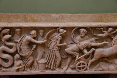 Heykel Uffizi Galerisi 'nde (Galleria degli Uffizi) sergileniyor, Floransa, İtalya