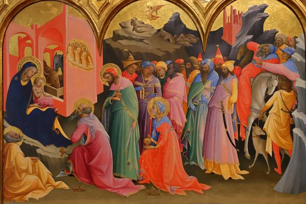 Картины выставлены в галерее Уффици (Galleria degli Uffizi), Флоренция, Италия — стоковое фото
