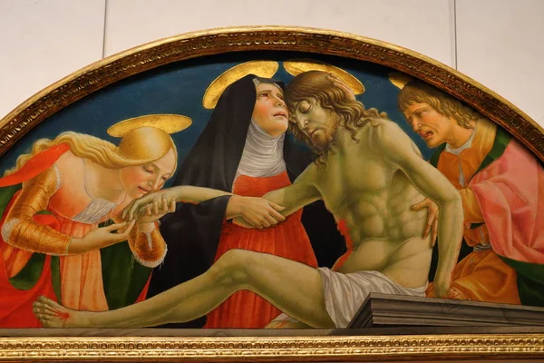 Картины выставлены в галерее Уффици (Galleria degli Uffizi), Флоренция, Италия — стоковое фото
