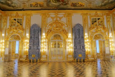 SAINT PETERSBURG, RUSSIA - 17 Şubat 2018: Catherine Sarayı 'nın İçi Tsarskoye Selo Saint Petersburg Rusya' daki Rococo Sarayı
