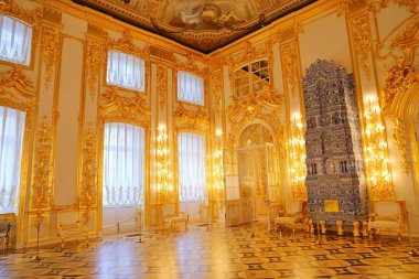 SAINT PETERSBURG, RUSSIA - 17 Şubat 2018: Catherine Sarayı 'nın İçi Tsarskoye Selo Saint Petersburg Rusya' daki Rococo Sarayı