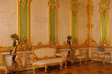 SAINT PETERSBURG, RUSSIA - 17 Şubat 2018: Catherine Sarayı 'nın İçi Tsarskoye Selo Saint Petersburg Rusya' daki Rococo Sarayı