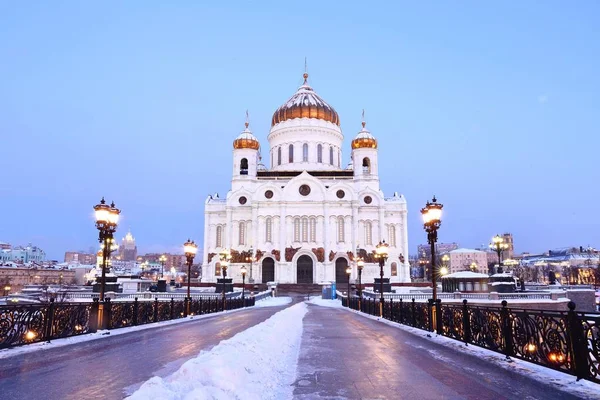 Храм Христа Спасителя Москве Зимой — стоковое фото