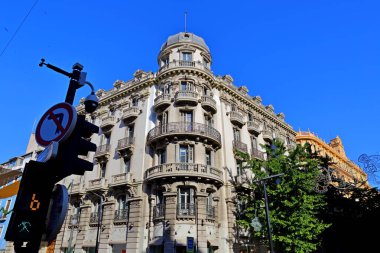 Granada, Endülüs, İspanya 'nın tarihi kesiminin sokak manzarası, İspanyol mimarisi. Avrupa