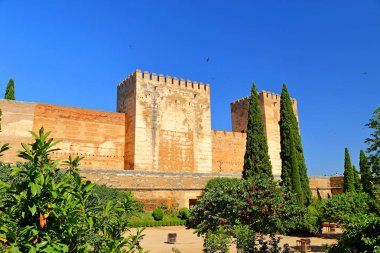  Alhambra Granada 'nın güzel Moorish tarzı tasarımı - Endülüs, İspanya, Avrupa